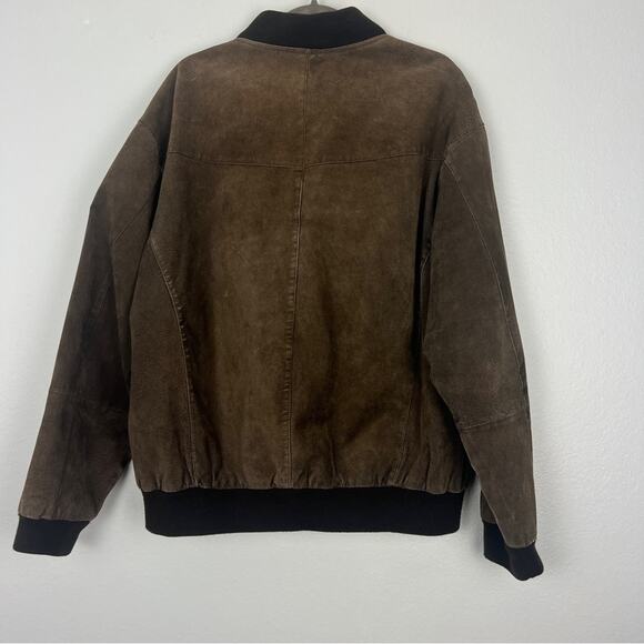Vintage | Mens Brown Leather Bomber Jacket Suede by Pacific XL - Picture 6 of 11